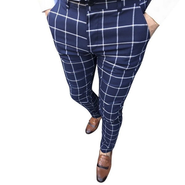 Classic Men Lattice Suit Pants 2020 Summer Thin Plaid Suit Trousers Casual Business Vintage Formal Pants For Wedding Party 2020