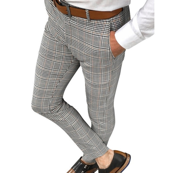 Classic Men Lattice Suit Pants 2020 Summer Thin Plaid Suit Trousers Casual Business Vintage Formal Pants For Wedding Party 2020