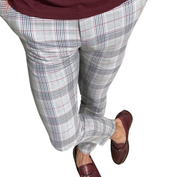 Classic Men Lattice Suit Pants 2020 Summer Thin Plaid Suit Trousers Casual Business Vintage Formal Pants For Wedding Party 2020