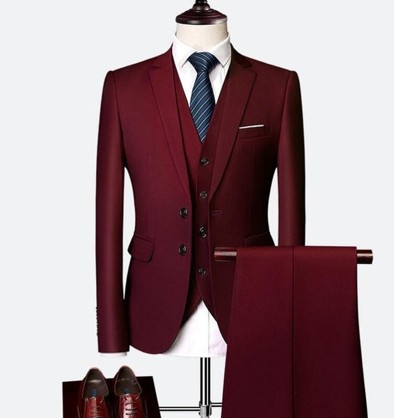 Formal Men Business Suit High Quality Suits Business office Wedding Three-piece Two-button Suita Suit 10 colors plus size S-6XL